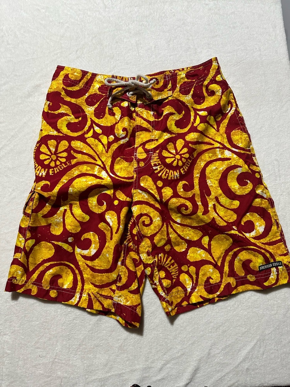 Vintage Y2k American Eagle Colorful Tropical Surf Board Shorts Beach Size 32